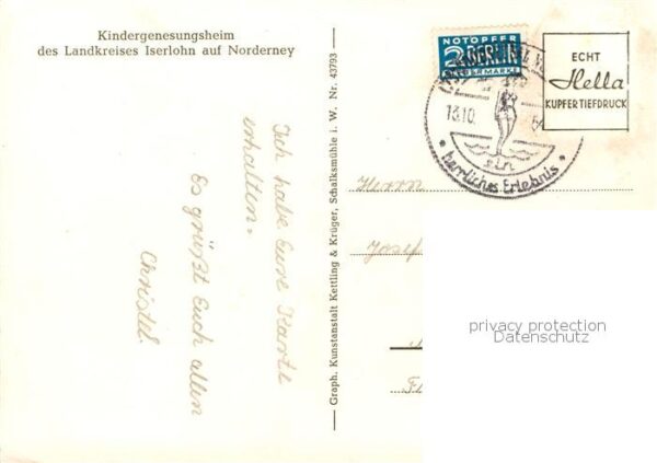 Norderney Nordseebad Vorderansicht des Kindergenesungsheims des Landkreises Iser – Bild 2