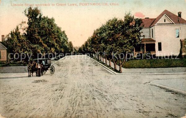 Portsmouth Ohio USA Lincoln Street approach to Green Lawn