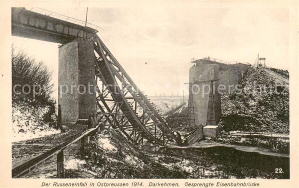 Darkehmen Angerapp Osjorsk Oblast Kaliningrad RU Gesprengte Eisenbahnbruecke Rus
