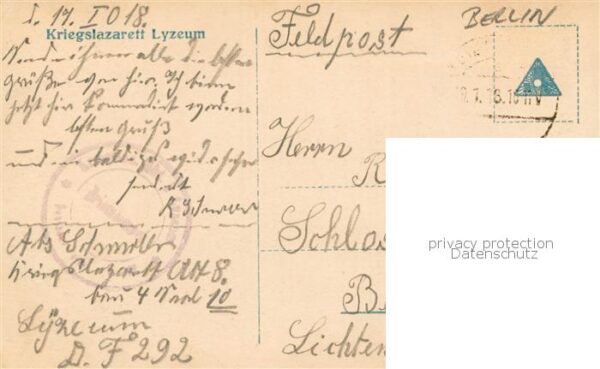 Berlin Kriegslazarett Lyzeum Feldpost – Bild 2