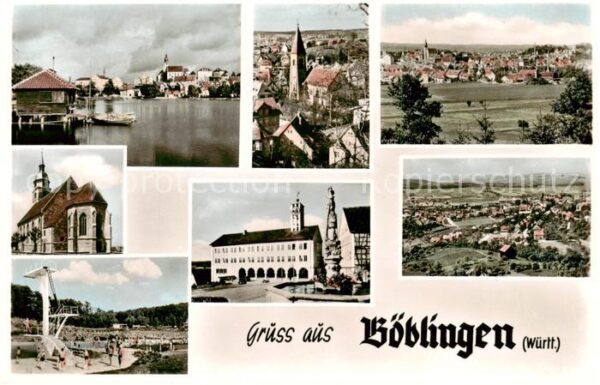 Boeblingen Teilansichten Kirchen Panorama Schwimmbad