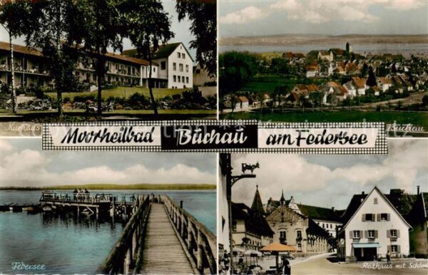 Buchau  Federsee Bad Kurhaus Panorama Federsee Rathaus mit Schloss