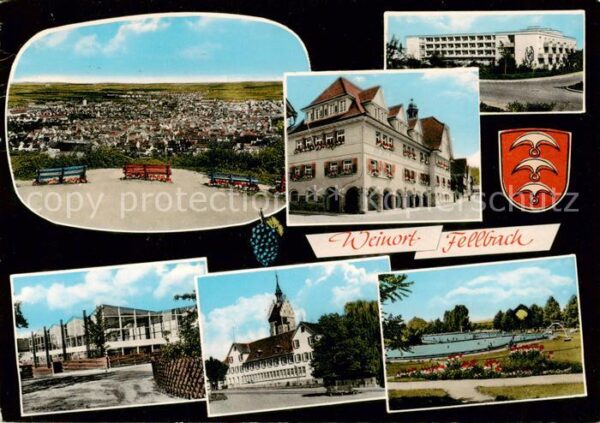 Fellbach Panorama Rathaus Kirche Schwimmbad