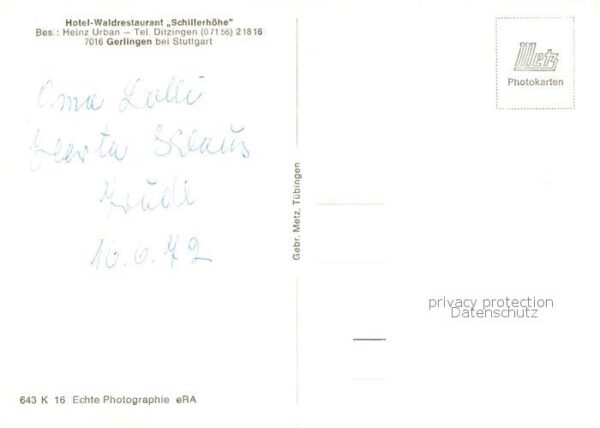 Gerlingen  Wuerttemberg Hotel Waldrestaurant Schillerhoehe – Bild 2