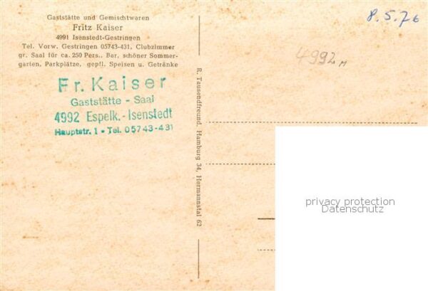 Isenstedt Luebbecke Westfalen Gaststaette Fritz Kaiser Gastraeume Bar – Bild 2