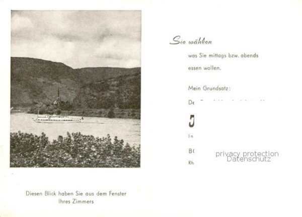 Boppard Rhein Hotel Jaegerhaus Gast und Billardzimmer Rheinblick aus dem Fenster – Bild 2