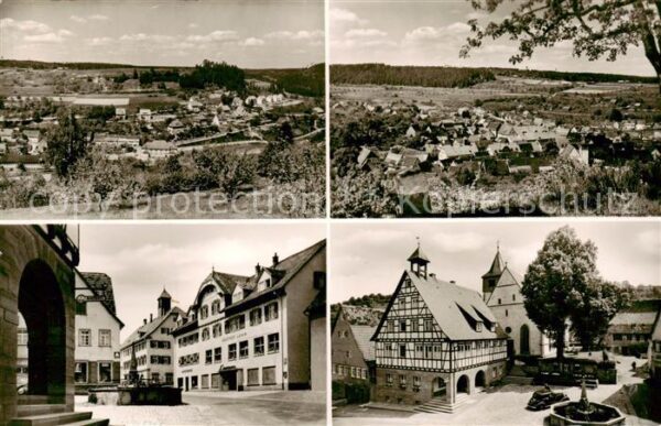 Haiterbach Panorama Marktplatz Brunnen Fachwerkhaus