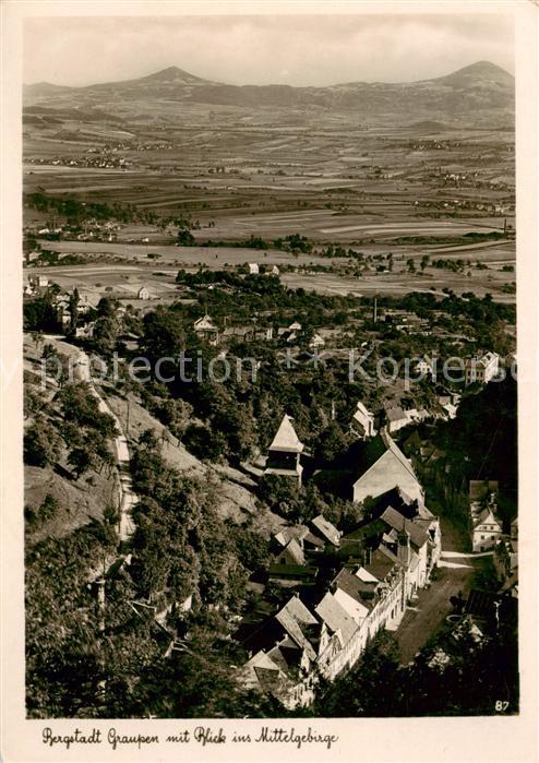 Graupen Krupka CZ Bergstadt mit Blick ins Mittelgebirge