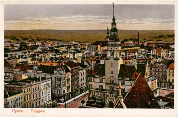Opava Troppau CZ Stadtansicht mit Kirche