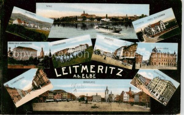 Leitmeritz Litomerice Nordboehmen Panorama Villenviertel Maedchen Volks und Buer