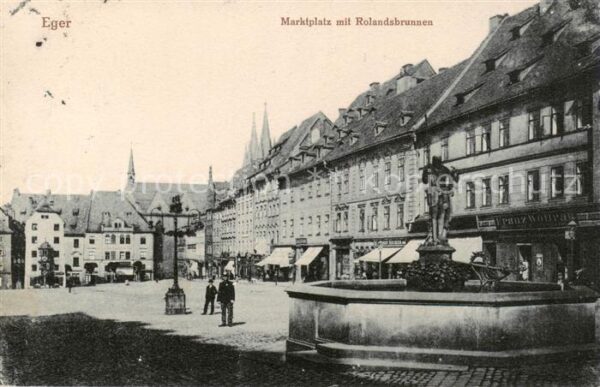 Eger  Cheb CZ Marktplatz mit Rolandsbrunnen