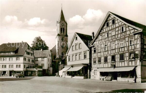 Sulzbach Murr Marktplatz mit Kirche und Fachwerkhaus
