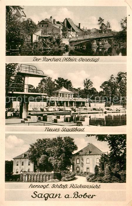 Sagan Zagan PL Der Parchen Neues Stadtbad Herzogl Schloss Rueckansicht