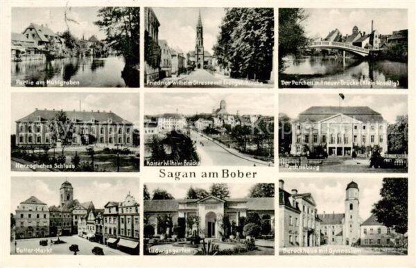 Sagan Zagan PL Muehlgraben Friedr Wilh Strasse Der Parchen mit neuer Bruecke Her