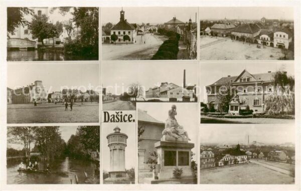 Dasice Daschitz CZ Teilansichten Gondelteich Denkmal Wasserturm