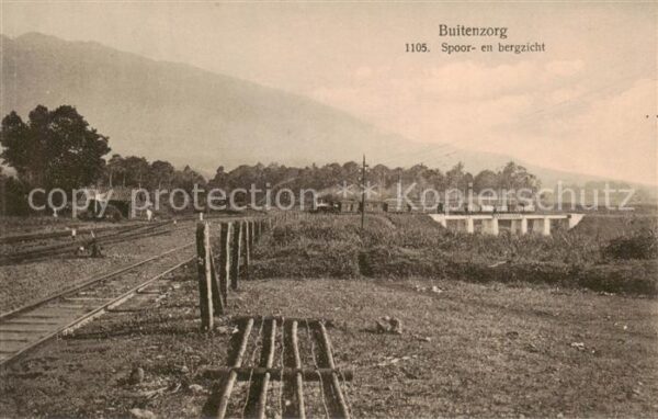 Buitenzorg Bogor Indonesia Spoor en bergzicht