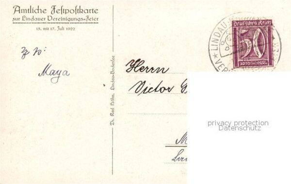 Lindau  Bodensee Vereinigungsfeier 1922 Teilansichten – Bild 2