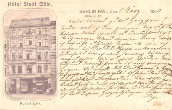Berlin Hotel Stadt Coeln Deutsche Reichspost