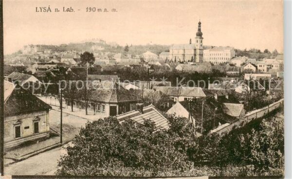 Lysa  nad Labem Lissa Elbe CZ Stadtpanorama mit Kirche