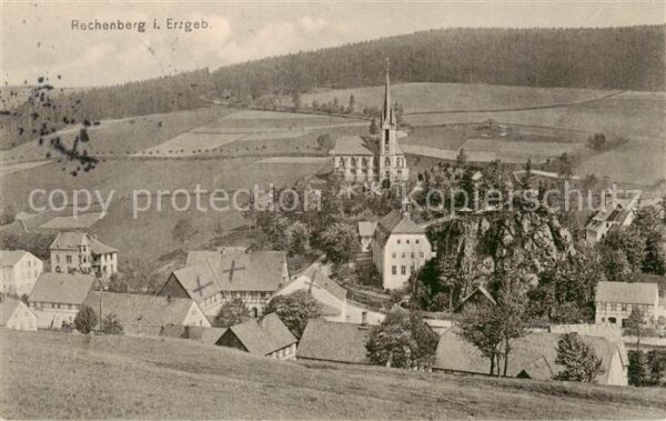 Rechenberg -Bienenmuehle Osterzgebirge Ortsansicht mit Kirche