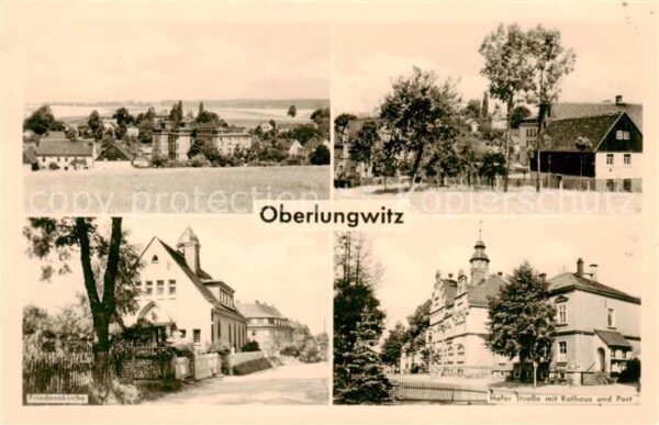 Oberlungwitz Panorama Friedenskirche Hofer Strasse mit Rathaus und Post