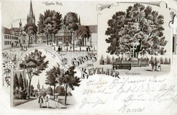 Kevelaer Kapellenplatz Kreuzweg Kreuzbaum Litho Deutsche Reichspost