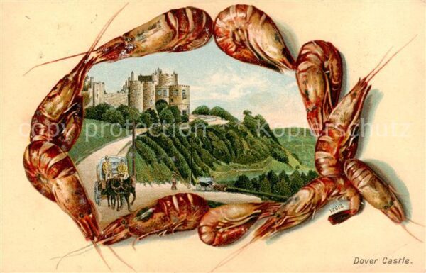 Dover  Kent UK Castle Schloss Meeresfruechte Kuenstlerkarte