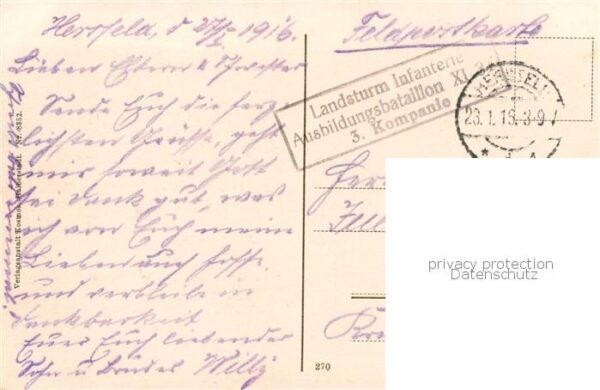 Bad Hersfeld Kriegsschule Feldpost Landsturm Infanterie Ausbildungsbataillon XI – Bild 2