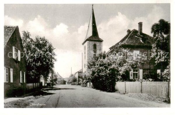 Diersheim Rheinau Ortsmotiv mit Kirche