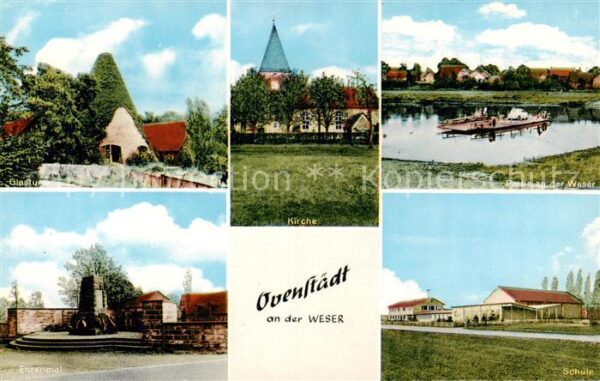 Ovenstaedt Petershagen Glasturm Kirche Partie an der Weser Ehrenmal Schule