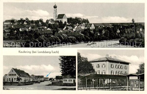 Kaufering Westansicht mit Kirche Iglingerstrasse Bahnhof
