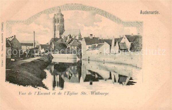 Audenarde Audenaerde Oost-Vlaanderen Belgie Vue de l’Escaut et de l’Eglise Ste W