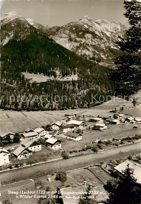 Steeg Lechtal Lech Vorarlberg AT mit Ellbognerspitze und Wilder Kasten Fliegerau