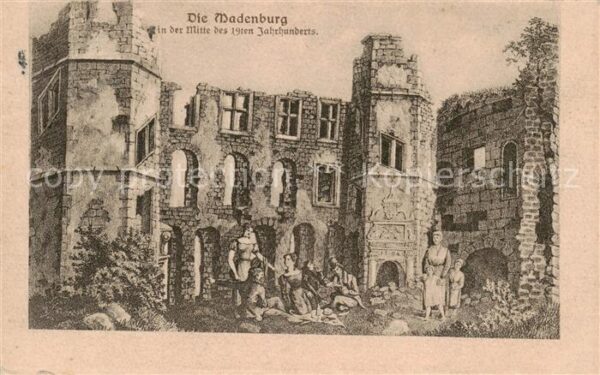 Eschbach Pfalz Madenburg Mitte 19. Jhdt. Zeichnung Kuenstlerkarte