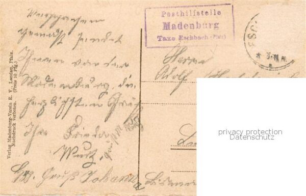 Eschbach Pfalz Madenburg Mitte 19. Jhdt. Zeichnung Kuenstlerkarte – Bild 2
