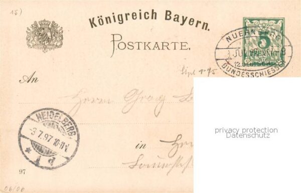 Nuernberg Deutsches Bundesschiessen Koenigreich Bayern Kuenstlerkarte – Bild 2