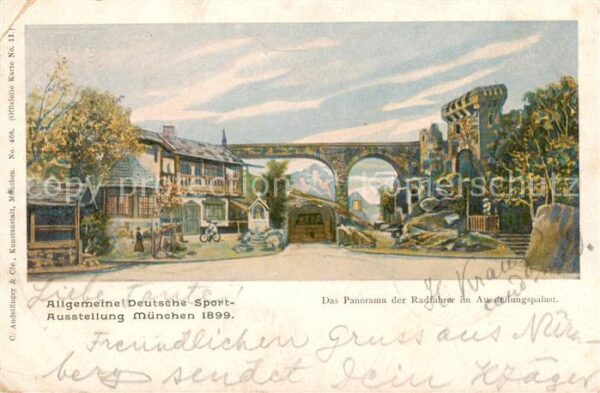 Muenchen Allgemeine Deutsche Sportausstellung 1899 Kuenstlerkarte Offizielle Kar