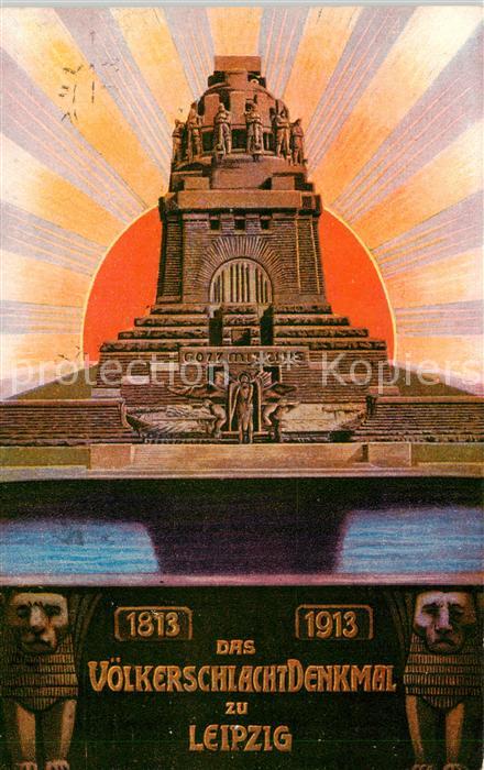 Leipzig Voelkerschlachtdenkmal Kuenstlerkarte Offizielle Postkarte Stempel
