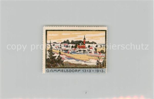 Gammelsdorf Bayern Panorama Ortsansicht mit Kirche Briefmarke