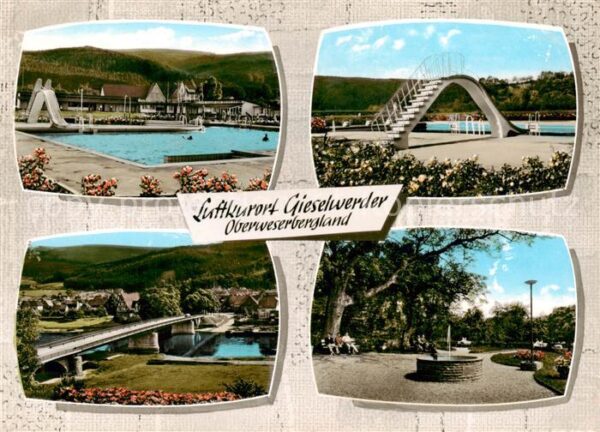 Gieselwerder Freibad Weserbruecke Parkanlagen Luftkurort
