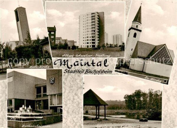Bischofsheim Maintal Hanau Kirchen Albert Schweitzer-Siedlung Hochhaeuser Rathau