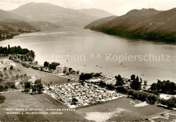 Seeboden Millstaettersee Kaernten AT See Cafe und Strand Camping Penker Alpen