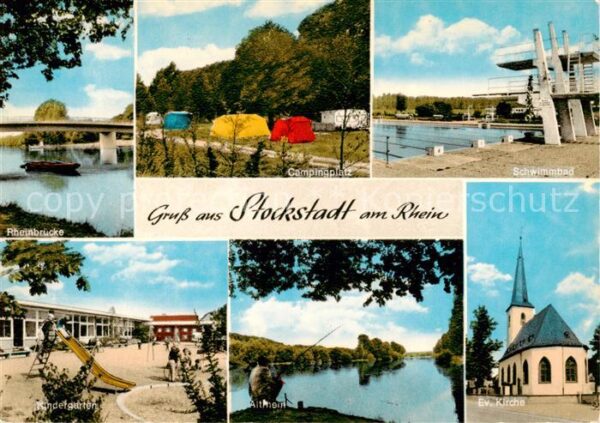 Stockstadt Rheinbruecke Campingplatz Schwimmbad Kindergarten Am Altrhein Kirche