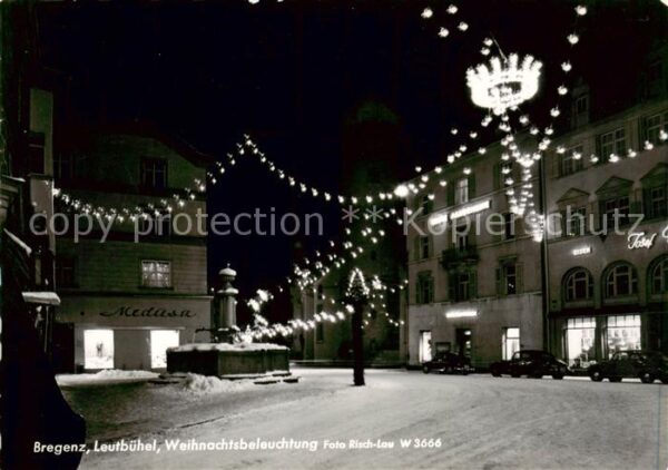 Bregenz Vorarlberg Bodensee Weihnachtsbeleuchtung Nachtaufnahme