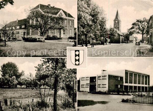 Borth Niederrhein Teilansichten Kirche Schule