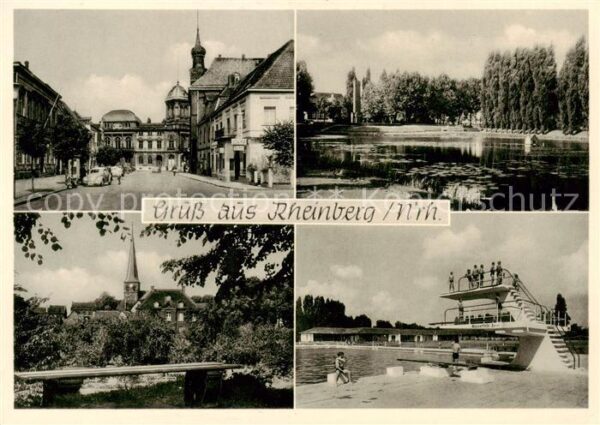 Rheinberg Strassenpartie Schwanenteich KIrche Schwimmbad