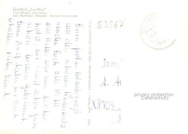 Buchholz  Westerwald Kirche Gasthof zur Post Teich Rotwild – Bild 2
