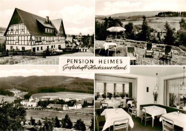 Grafschaft Sauerland Pension Heimes Gartenterrasse Panorama Gaststube