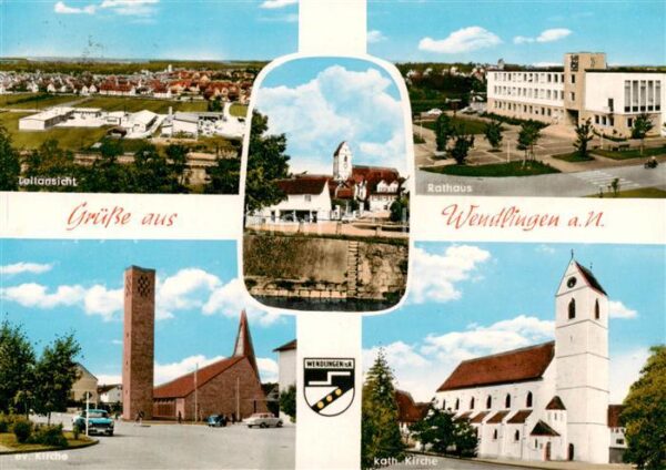 Wendlingen Neckar Panorama Rathaus Ev Kirche Kath Kirche