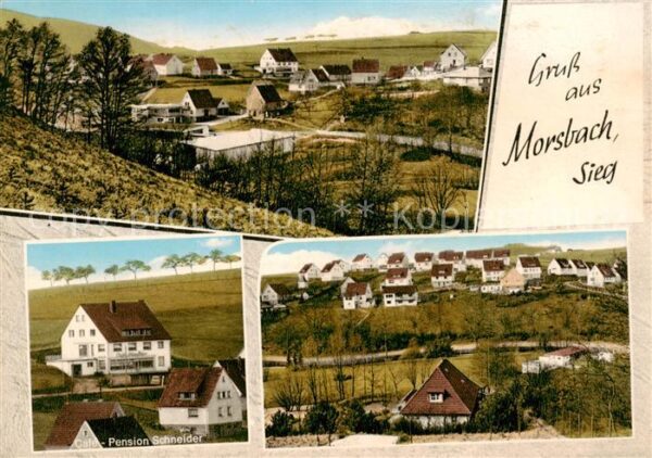 Morsbach Sieg Panorama Pension Cafe Restaurant Heinrich Schneider Ortsansicht